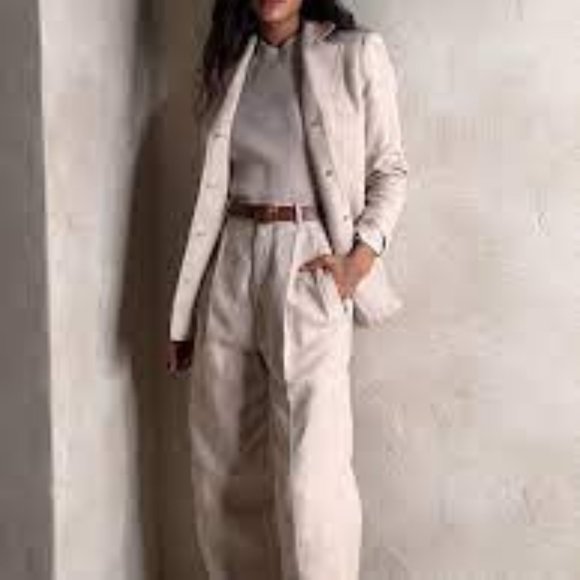 NWT Banana Republic BR Norfolk Wide-Leg Linen-Cotton - Picture 1 of 8